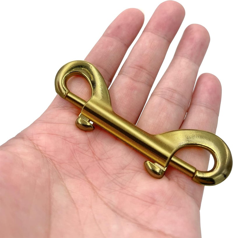 LOFIR 10 PCS Bolt Snaps Double Ended Hook Heavy Duty Trigger Button, 3.5 inch Metal Clip Zinc Alloy Traction Rope Buckle for Dogs, for Keychain Garage Feed Buckets Hammock Clothesline Fasteners Golden - Image 5